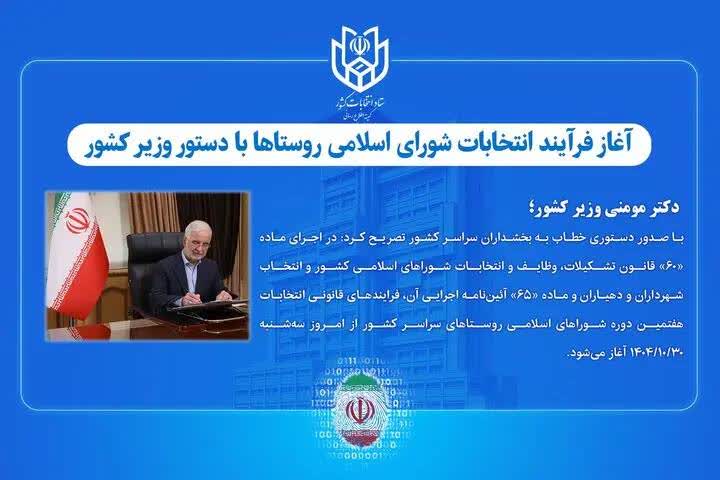 آغاز فرآیند انتخابات شورای اسلامی روستاها با دستور وزیر کشور