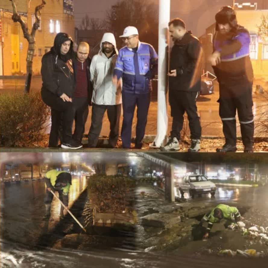 عملیات شبانه رفع آب‌گرفتگی در ارومیه