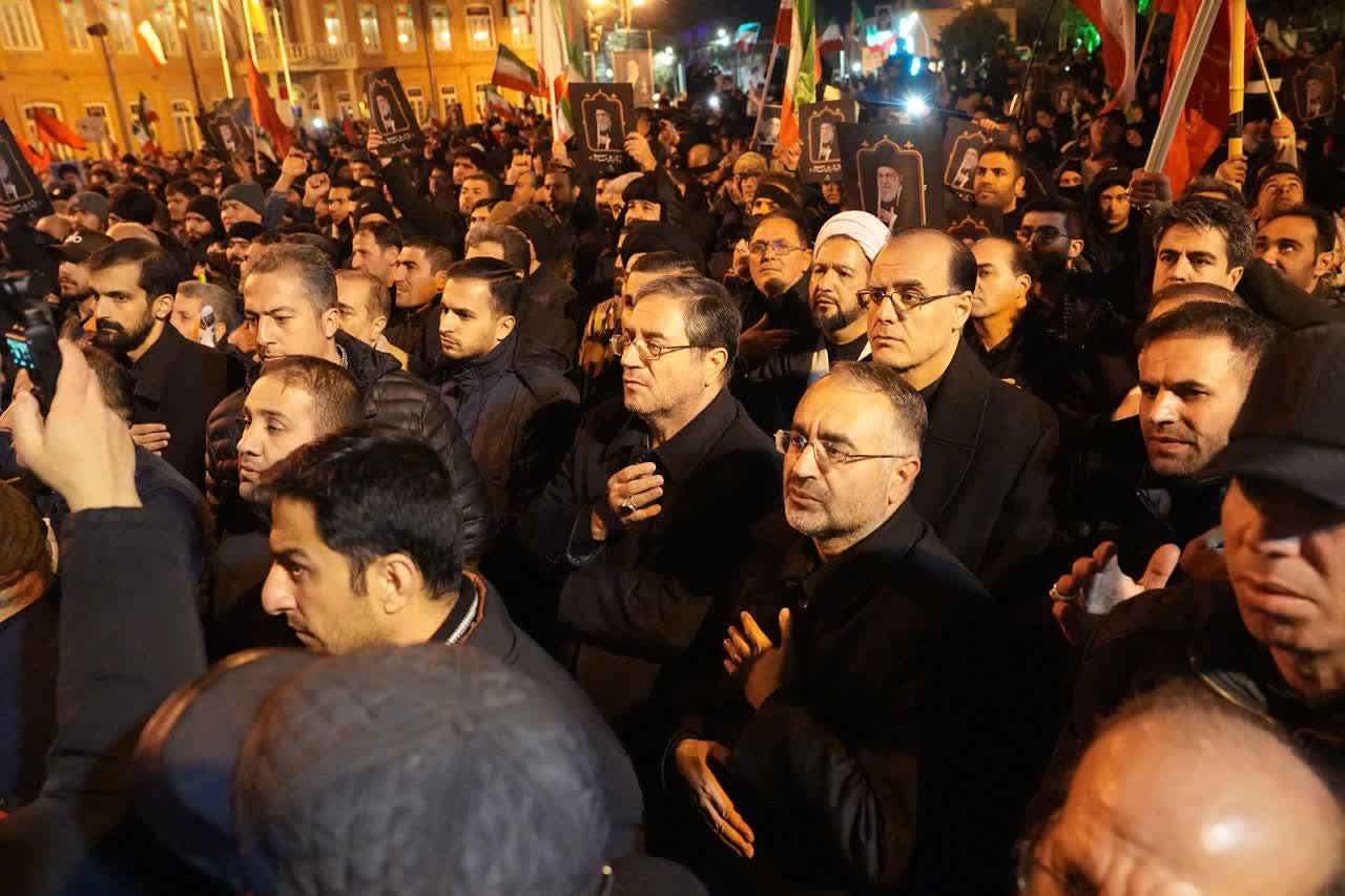 برگزاری آیین شهادت حضرت امام خامنه‌ای (قدس سره) و تشییع پیکر مطهر شهدای حافظان امنیت آذربایجان‌غربی + تصاویر