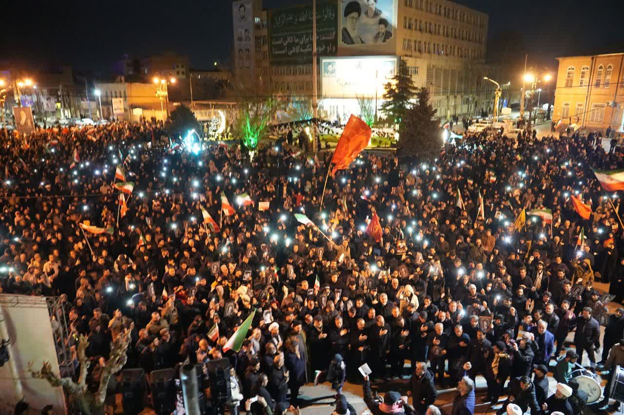 برگزاری آیین شهادت حضرت امام خامنه‌ای (قدس سره) و تشییع پیکر مطهر شهدای حافظان امنیت آذربایجان‌غربی + تصاویر